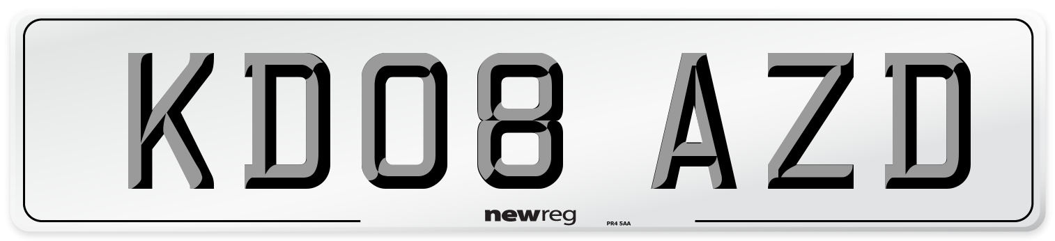KD08 AZD Number Plate from New Reg